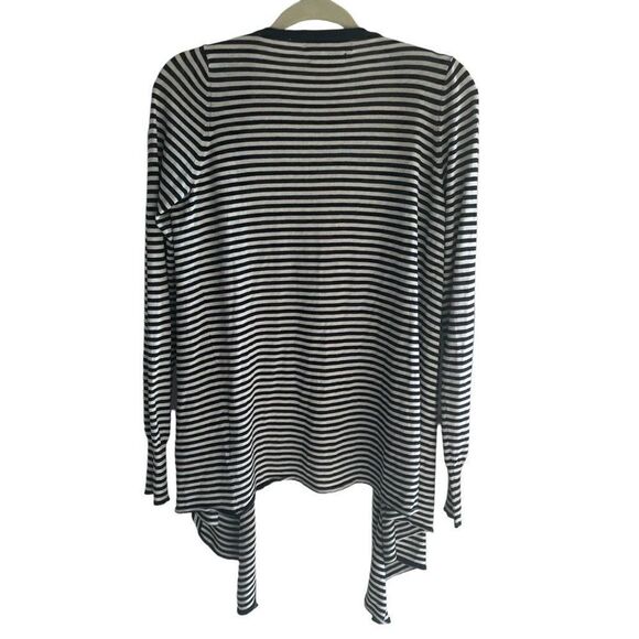 Zara Navy White Striped Silk Cotton Open Front Cardigan Top Women’s Size Medium - Picture 4 of 4